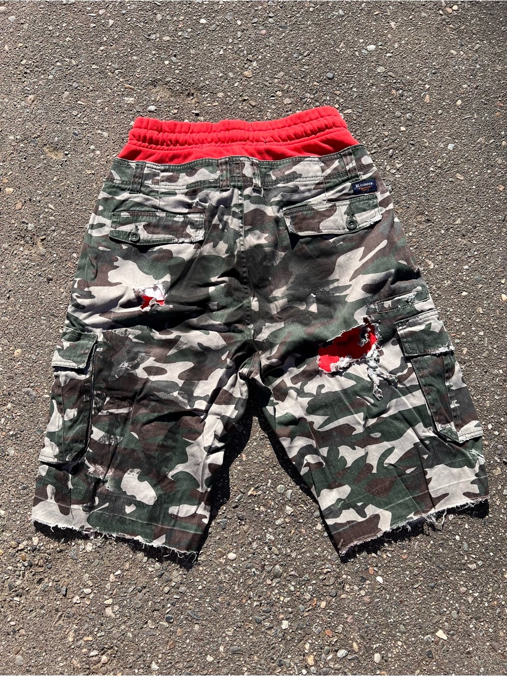 Novocento Novantanove distressed camo layered hybrid shorts - Picture 2 of 12